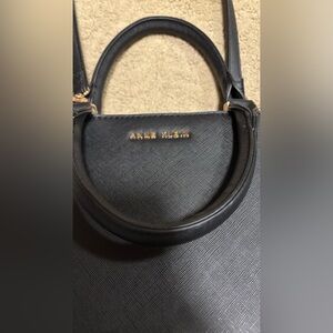 Anne Klein Black Shoulder Bag with Gold Accents